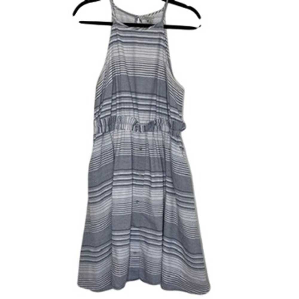 A New Day Womens Striped Cotton Blend Midi Dress Large Halter Neck Coastal Beach